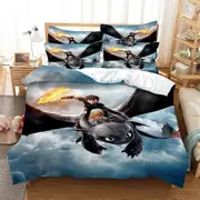 a3374 Bed Sheets How to Train Your Dragon Bedding Set Boys Girls Duvet Cover Pillowcase Bed Adult Bedroom3-Piece Bedding Set (1 Duvet Cover + 2 Pil