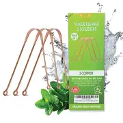 TONGUE CLEANER PACK of 3 COPPER TONGUE SCRAPER STOP BAD BREATHE,LIMPIADOR DE LEN