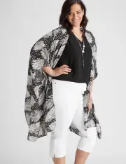 Autograph Kimono Cover Up Top Plus Size 22-24 Elbow Sleeve Black White RP$120