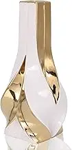 oliruim 10.6 "Tall White and Gold Ceramic Decor Vase, White Gold Modern Home for Living Room, Table Centerpiece, Desk, Office, Modern Mid-Century Decor Aesthetic (White)