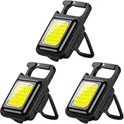 MVIOCS 3Pack LED Keychain Flashlights Rechargeable, High Lumens COB Keychain Work Light Flashlight, Super Bright Small LED Flash Light, Adjustable Brightness,for Camping,Outdoors