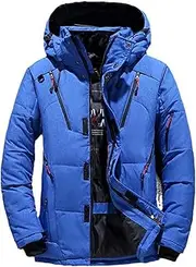 [Aoleaky] Thermal Winter Ski Suit for Men Windproof Skiing Down Jacket Bibs Pants Set Male Snow Costume Snowboard Wear, 1pc Blue Jacket, X-Large