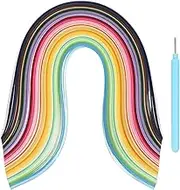 uxcell Paper Quilling Kit, 21.3 Inch 3mm 50 Colors Paper Quilling Strips with Blue Pen for Beginners DIY Hand Crafts Teaching Tools Flower Decoration(Multi-Colored, Pack of 500)