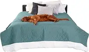 Furhaven XL/King Size Waterproof & Non Slip Quilted Twill Mattress Furniture Protector Cover, Washable - Nile Blue, Jumbo/King Size