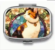 Calico Cat pill box medicine vitamin FAST Free Ship