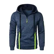 Men's Hoodie Pullover Hoodie Sweatshirt Quarter Zip Hoodie Tactical Hoodie Black Wine Navy Blue Blue Hooded Plain Multi Pocket Sports Outdoor Daily Streetwear
