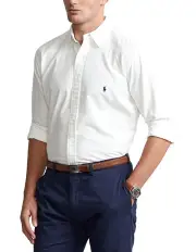 [Polo Ralph Lauren] Big & Tall Garment-Dyed Oxford Shirt in White