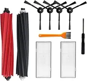 [ZXHUANGOH] Accessories Kit Replacement for Roborock S8 Pro Ultra / S8+ / S8 Robot Vacuum Cleaners Parts, 2 Main Brush, 2 Filter, 4 Side Brush, 1 Cleaning Brush, red, 9 PCS