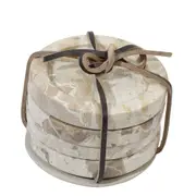 4pc Maine & Crawford Lilet 10cm Drink Coaster Set w/ Edges Round Beige Marble