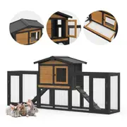 Advwin Large Chicken Coop Rabbit Hutch Wooden Pet House 203x45x86cm