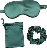 ARTSEWPLY Sleep Mask Set Cover Eye Masks Women for Funny Sleeping with Headband Sleeping Mask Sleep Eye Mask Toiletry Breathable Soft Satin Sleep Travel Eye Mask Reusable Blackout Silk Green