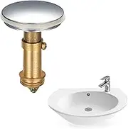 Pop Up Sink Plug, Bathroom Push Drain Stopper, 38mm Click Clack Sprung Stopper, Basin Sink Button for Kitchen Bathroom Washbasin Bath, Solid Brass Chrome Plating