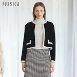 JESSICA - 簡約百搭撞色邊短版羊毛外套J35003