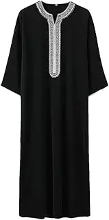 [Sweejim] Muslim Abayas For Men Patchwork Embroidery Long Robe Saudi Arab Kaftan Male Jubba Thobe