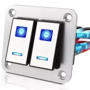 Rocker Switch Panel – 2 Gang Aluminum Toggle Switch Panel 12V/24V Switch Pane...