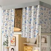 Top Bunk Bed Canopy Staff Dormitory 2 M Long Bunk Bed Curtains Thickened Fabric Blackout Loft Bed Curtains Side-Opening Door with Large Space(Curtain*2+Shelf,1.2M_Colorful)