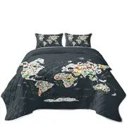 World Map for Children with Animals Coverlet