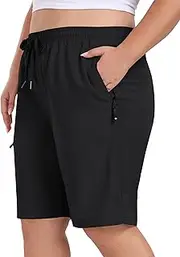 MoFiz Women's Plus Size Shorts Hiking Cargo Shorts Quick Dry Golf Active Shorts Lightweight Summer Shorts with Pockets