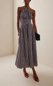 [Rosie Assoulin] Halt(Er) In The Name of Love Checked-Seersucker Midi Dress