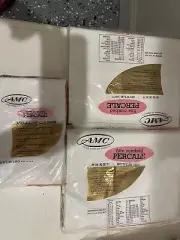 Vintage New AMC 100% Cotton Fine Combed Percale 2 Sets If Sheets And Pillow Case