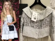 5.3K New Chanel 2013 Tweed White Pearl Crop Jacket 34 36 2 4 6 Coat Suit Top S M