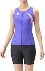 [arena] PPBK Women's Swimsuit Fitness Separates (Cover Back, Middle Leg, Insert Pad), Purple x Black