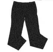 Ann Taylor NWT Leopard Print Ankle Pants Slacks Black Size 0 Tall Velvet 0T