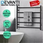 Devanti Heated Towel Rail Rack 5 Bars Electric Warmer Wall Mounted Clothes Dry