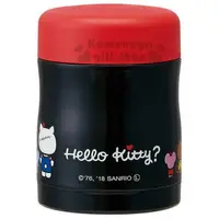 在飛比找樂天市場購物網優惠-小禮堂 Hello Kitty 圓型不鏽鋼保鮮罐《黑紅.背影