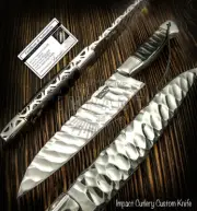 IMPACT CUTLERY RARE CUSTOM D2 FULL TANG MIRROR POLISHED CHEF CLEAVER KNIFE