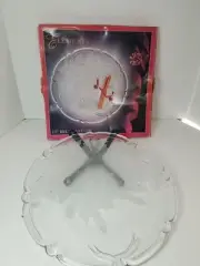 Elements Christmas Glass Serving Plate 13" Bell Platter #01655 Made in Malaysia