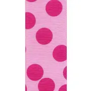 5 yards 1.5" PINK HOT PINK BUBBLE DOT BIG DOT GROSGRAIN RIBBON
