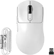 ATTACK SHARK X3MAX Wireless Gaming Mouse,PixArt PAW3950 Gaming Sensor,Up to 42K DPI,100 Million Micro,49g Lightweight Tri-Mode(BT5.2/2.4Ghz/Wired) Mice with Coiled Cable-White