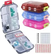 MuchengbaoVier 7 Day Pill Box With 10 Compartments - Handy Medicine Box Easy to Open (Four Colours Mixed)