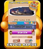 Compte Coin Master 1 Million Spin 190x Jetons Village 296 Envoie Rapide ⏱️