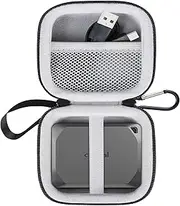 Lacdo Hard Drive Carrying Case for Crucial X6 / X9 Pro / X10 Pro Portable SSD 500GB 1TB 2TB 4TB USB 3.2 External Solid State Drive Shockproof Water Repellent Storage Travel Bag, Black+Gray