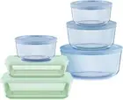 Pyrex Tinted(6 Pack)Full Set of Mixed Round & Rectangular Food Storage Container