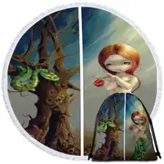 Eve and the Tree of Knowledge Woman and Snake Round Beach Towel