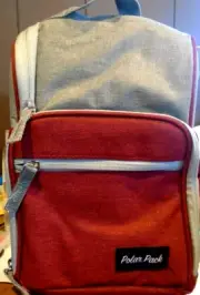 Polar Pack Insulated Dual Compartment Box Cooler Heat Zip Lunch Bag Gray & Red