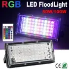 LED Flood Light 50W/100W RGB Floodlight Remote Color Changing Spotlight outdoor