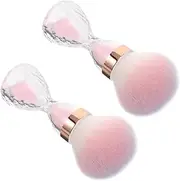 EXQUIMEUBLE 2Pcs Soft Nail Dusting Brush for Gentle Cleaning Design Makeup Tool for Manicure Blush Portable and Multifunctional Brush Saver Pink