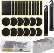 Bike Tire Repair Kit | Bike Tire Patch Kit Heavy Duty with Storage Box | 30pcs Glued Patches for Cycling Motorcycle, ATVs and More Inflatable Rubber