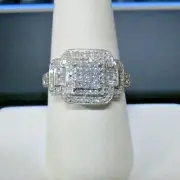 Glittering cluster Diamond Ring 10K White Gold 1.5tcw sz 8.25 Zales ladies $2429