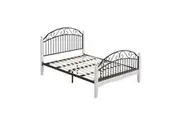 Ashley Double Size Bed Frame Wooden Pole Black Metal Frame - White