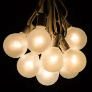 G50 Frosted White Outdoor Globe Patio String Lights White Wire