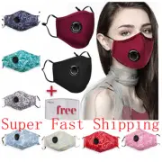 100% Cotton Face Mask with Valve Cover Reusable Washable Paisley + PM 2.5 Filter