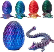 3d Printed Dragon In Egg, Full Articulated Dragon Crystal Dragon With Dragon Egg, Home Office Decor Executive Desk Toys, Classic Blue