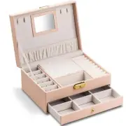 NUCAZA Jewelry Box For Women With Mirror, 2-Layers Travel Jewelry Case for Ne...