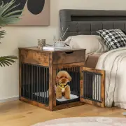 CostwayFurniture Style Dog Crate with Wired & Wireless Charging