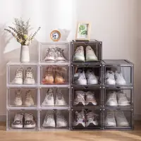 在飛比找momo購物網優惠-【V. GOOD】組合式摺疊硬質鞋盒 10入組(透明鞋盒 鞋